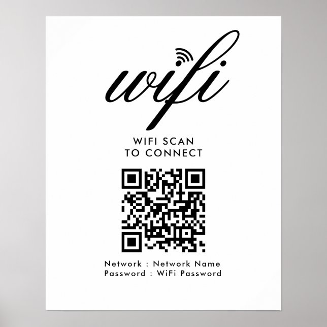 QR-kod WiFi-sökning för anslutning av vit Anpassni Poster (Framsidan)