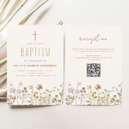 QR-kod Wildblombaptism Garden in Bloom Inbjudningar