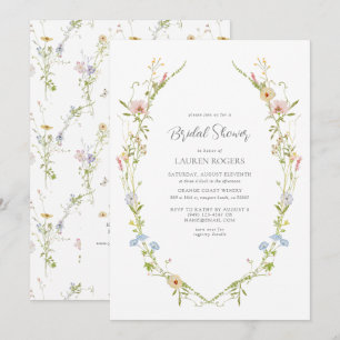 QR-kod Wildblommor Watercolor Garden Möhippa Inbjudningar