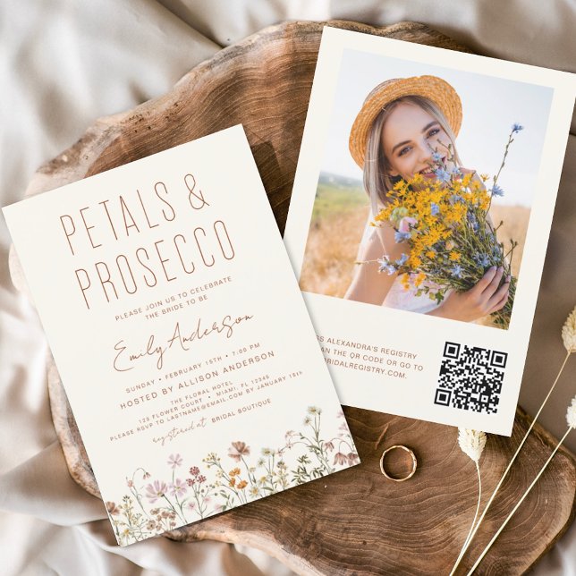 QR-kod WildblomPetals & Prosecco-Möhippa Inbjudningar (Skapare uppladdad)