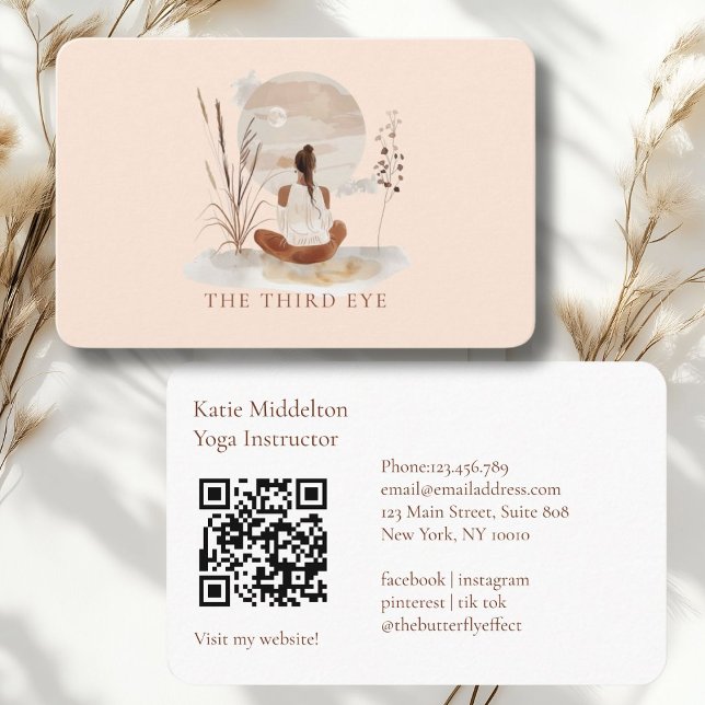 QR-kod -  Yoga Reiki Välbefinnande  Visitkort (QR Code- Yoga Reiki Wellness Healthiness Wellness Business Card)