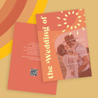 QR-kodåterbränd orange fet PHOTO osa bröllop Inbjudningar
