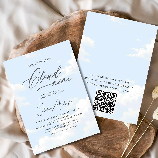 QR-kodBride finns på molnnig Möhippa Inbjudningar (Skapare uppladdad)