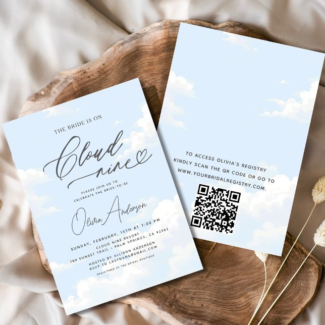 QR-kodBride finns på molnnig Möhippa Inbjudningar (Skapare uppladdad)