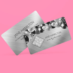 QR-kodbubblor för Elegant Silver Visitkort