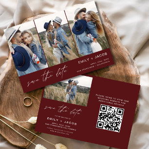 QR-kodburgundy Spara foto-Eleganten Date 4 Datumet