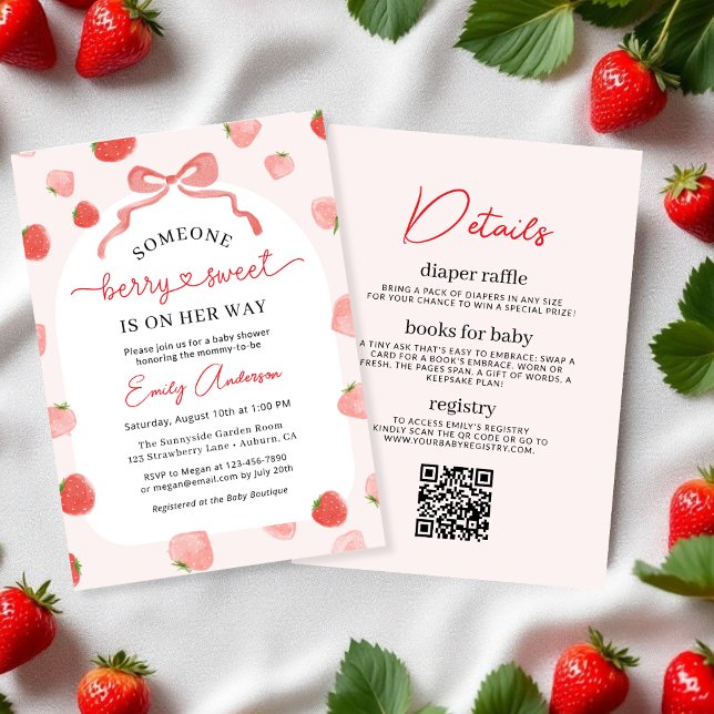 QR-koden Berry Sweet all in One Baby Shower Inbjudningar (Skapare uppladdad)