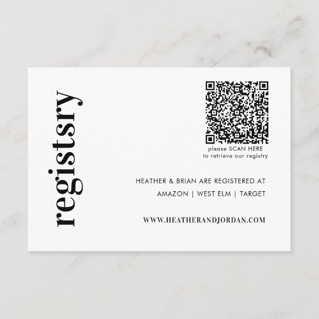 QR-koden Bröllop Gift-registret Tilläggskort (Framsida)