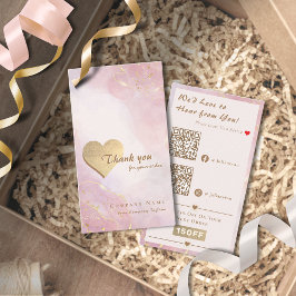 QR-koden för elegant i Rosa ros Heart Tack Visitkort