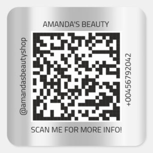 QR-koden för främjande av Webben Silver Grått i  m Fyrkantigt Klistermärke