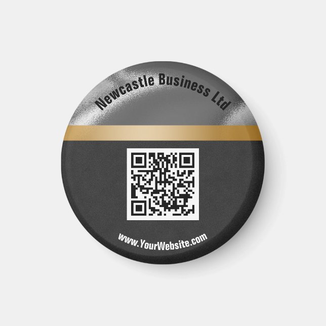 QR-koden Guld Silver Black Suede Promoto Business Magnet (Framsidan)