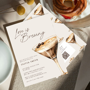 QR-koden Kärlek brinner Espresso Martini Shower Inbjudningar
