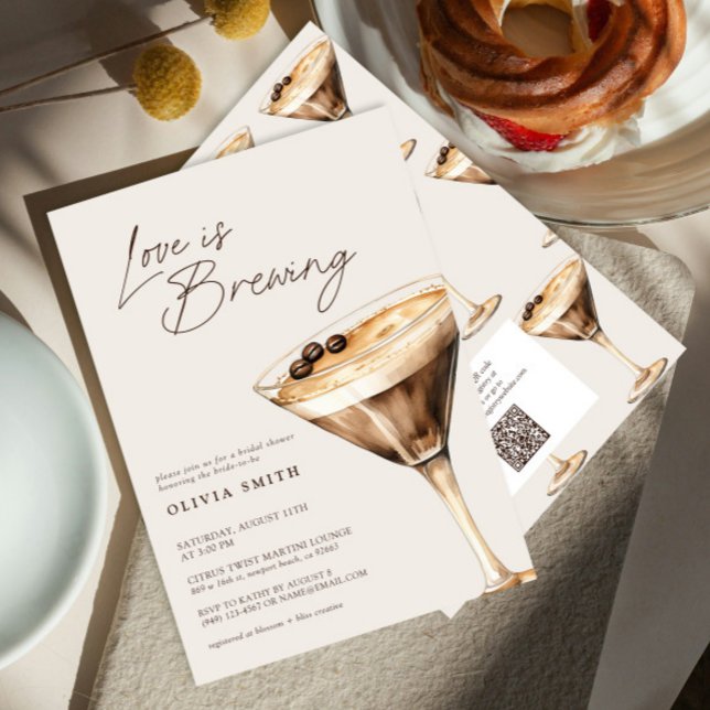 QR-koden Kärlek brinner Espresso Martini Shower Inbjudningar (Skapare uppladdad)