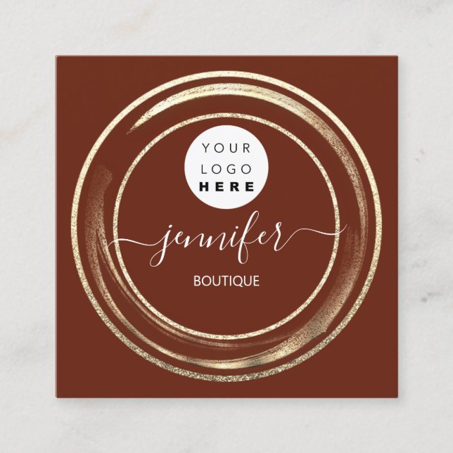 QR-koden Logotyp Glitter Burgundy Ram Modern Fyrkantigt Visitkort (Framsida)