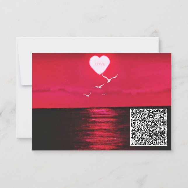 QR-koden Öndagskort Sea Sunset Kärlek Kort (Baksida)