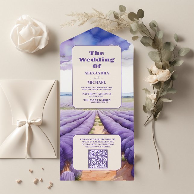 QR-koden Rustic Lavender Bröllop (Skapare uppladdad)