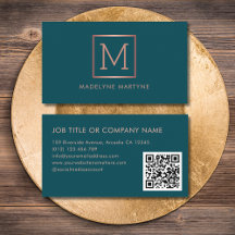 QR-koden Teal Ro Guld Monogram Elegant