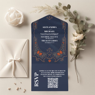 QR-koden Vintage Bibliotek Bok Bröllop