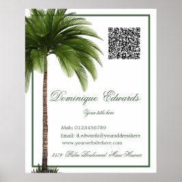 QR-koden Vintage Handflatan Träd Tropiska Elegante Poster