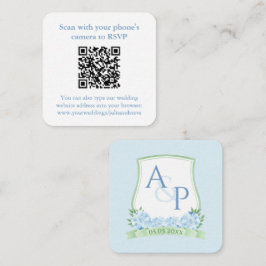QR-kodens Blek Blue Sap Grönt Monogram Bröllop OSA Tilläggskort