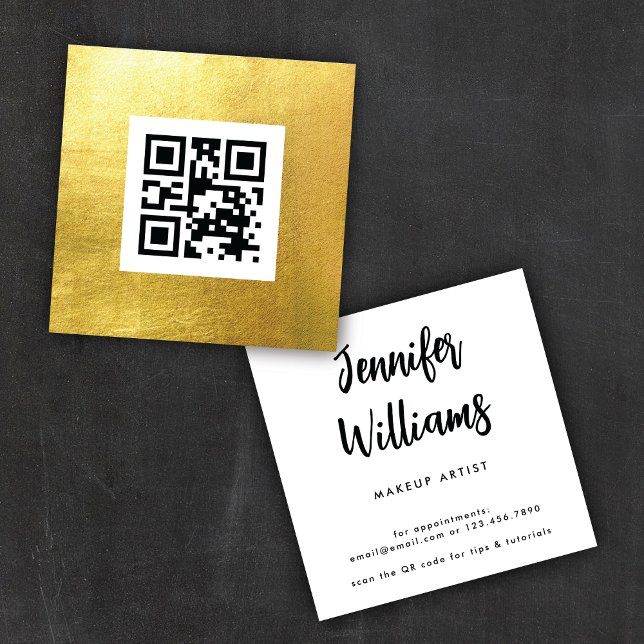 QR-kodens Elegant och moderna Guld Fyrkantigt Visitkort (Skapare uppladdad)