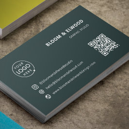 QR-kodens enkla, moderna, minimala Grönt-Logotyp Visitkort