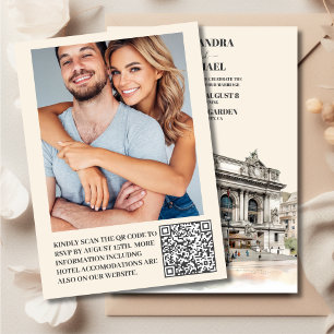 QR-kodens fotovattenfärg New York-mål Inbjudningar