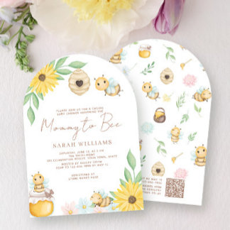 QR-kodens Mamma till Beas Neutral Baby Shower Inbjudningar