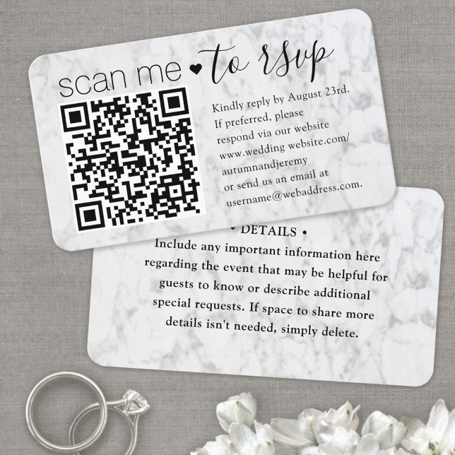 QR-kodens OSA Bröllop Faux Marble-hölje Visitkort (Skapare uppladdad)