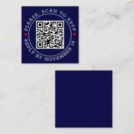 QR-kodens OSA med gräns-hjärtan, marinblått bröllo Tilläggskort