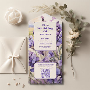 QR-kodens unika blommigt lavender bröllop