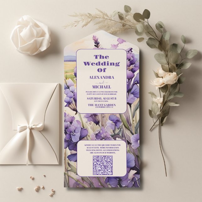 QR-kodens unika blommigt lavender bröllop (Skapare uppladdad)