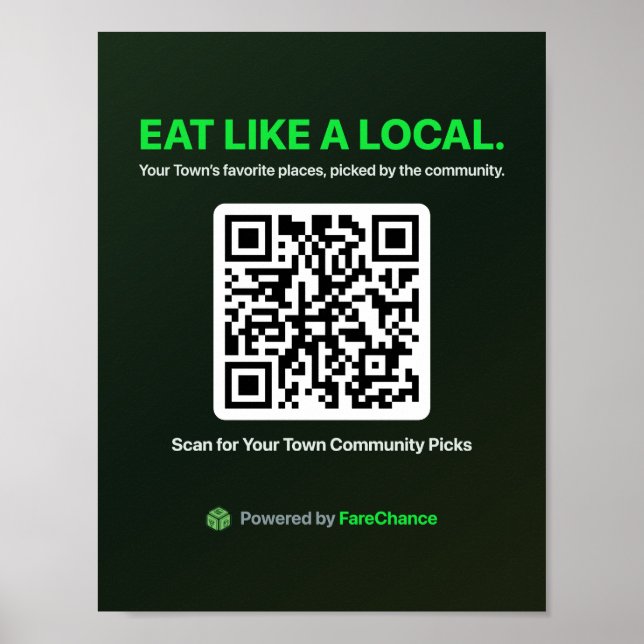 QR-kodfolder för städer och handelskammare,  Poster (Framsidan)