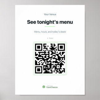 QR-kodfönstertecken för restauranger och butiker, Poster