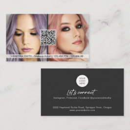 QR-kodfoto-affärskort för makeup-artist Visitkort