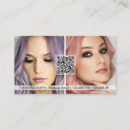 QR-kodfoto-affärskort för makeup-artist Visitkort