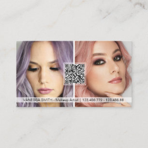 QR-kodfoto-affärskort för makeup-artist Visitkort