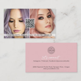 QR-kodfoto-affärskort för makeup-artist Visitkort