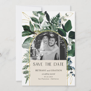 QR-kodfoto av botaniskt Grey Bröllop-Elegant Spara Datumet