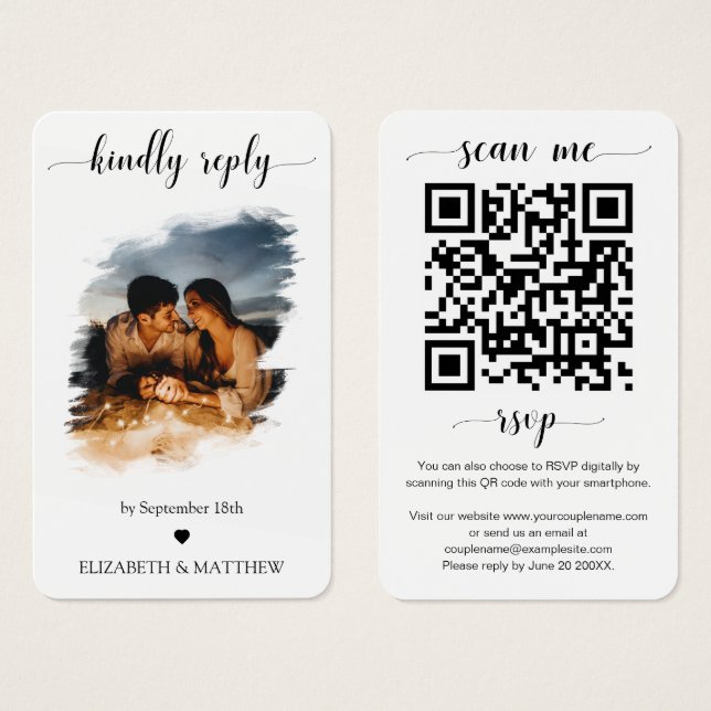 QR-kodfoto för Elegant bröllop webbplats, OSA kort (Framsida & baksida)