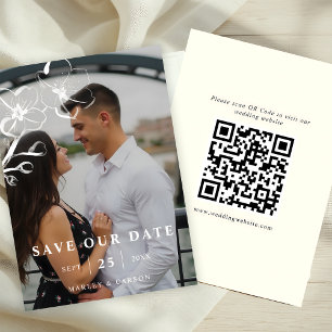 QR-kodfoto för Hand plockade Blommigt Bröllop Spara Datumet