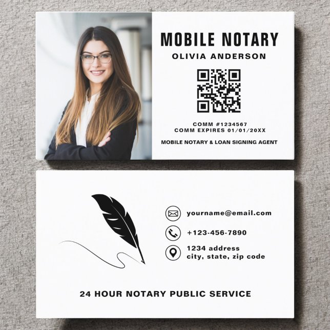 QR-kodfoto för Mobile Notary Sigary Agent Visitkort (Skapare uppladdad)