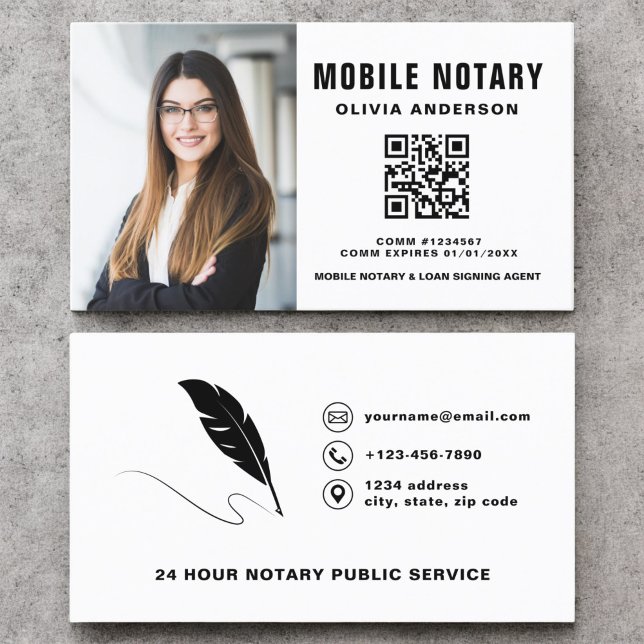 QR-kodfoto för Mobile Notary Sigary Agent Visitkort (Skapare uppladdad)