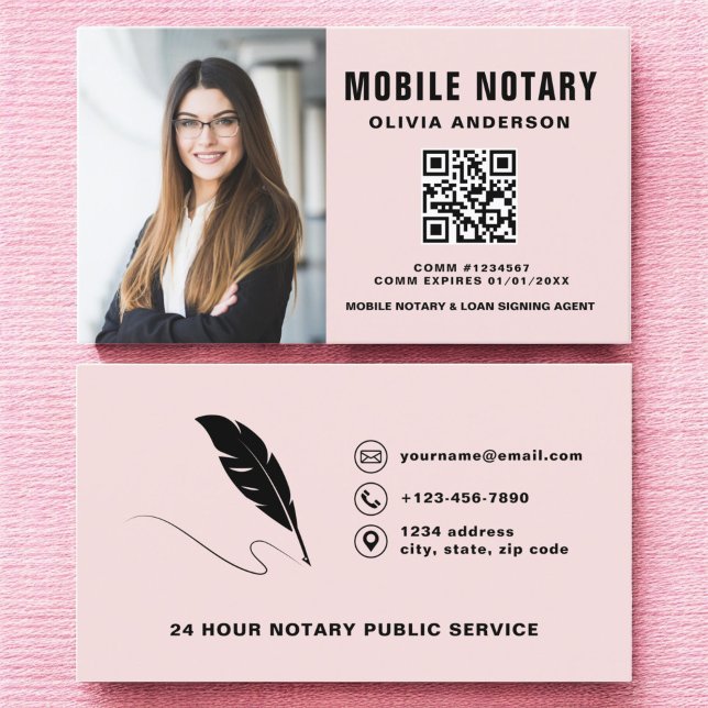 QR-kodfoto för Mobile Notary Sigary Agent Visitkort (Skapare uppladdad)