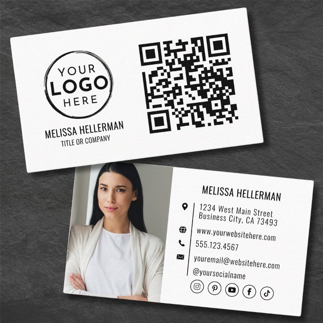 QR-kodfoto för modern Professionell till din Logot Visitkort (QR Code Modern Professional Photo Your Logo Business Card )