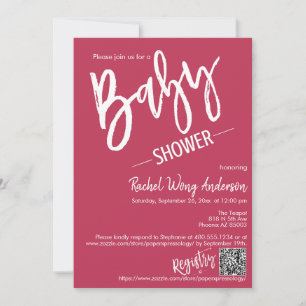 QR-kodfoto med enkel Magenta, babyvisningsprogram Inbjudningar