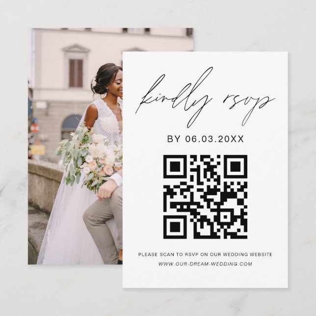 QR-kodfoto OSA minimalistisk Bröllop-webbplats (Fram/baksida)