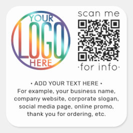 QR-kodgenerator och din Logotyp - affärsfrämjande Fyrkantigt Klistermärke
