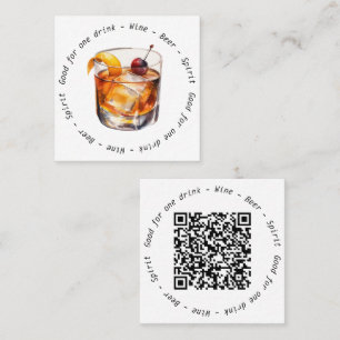 QR-kodhändelse - Kocktail Drink Voucher Fyrkantigt Visitkort