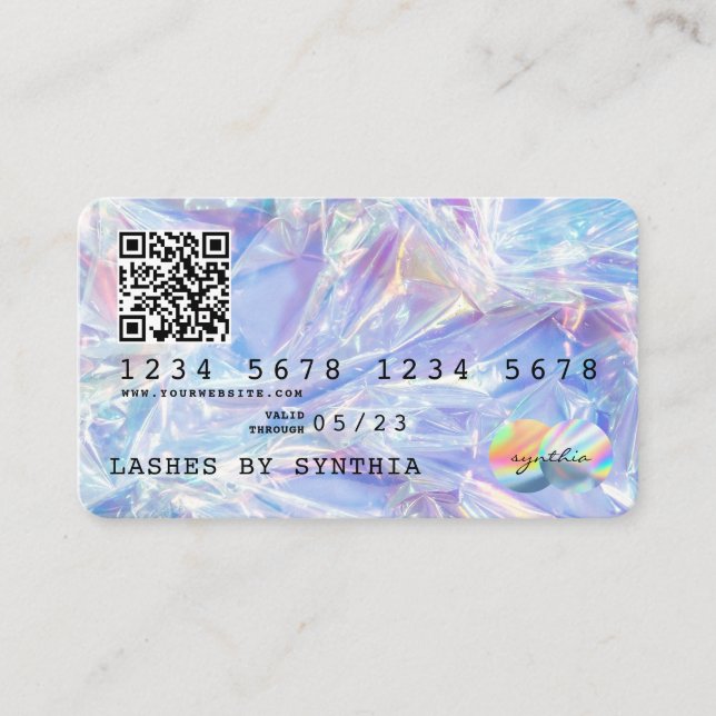 QR-kodholograf Modern Kredit Card Stil Visitkort (Framsida)
